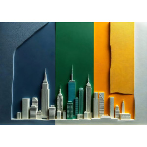 Architectural Prism Skyline - AI Art Wall Mural for Contemporary Interiors Architectural Prism Skyline - AI Art Wall Mural for Contemporary Interiors | Wall4Soul