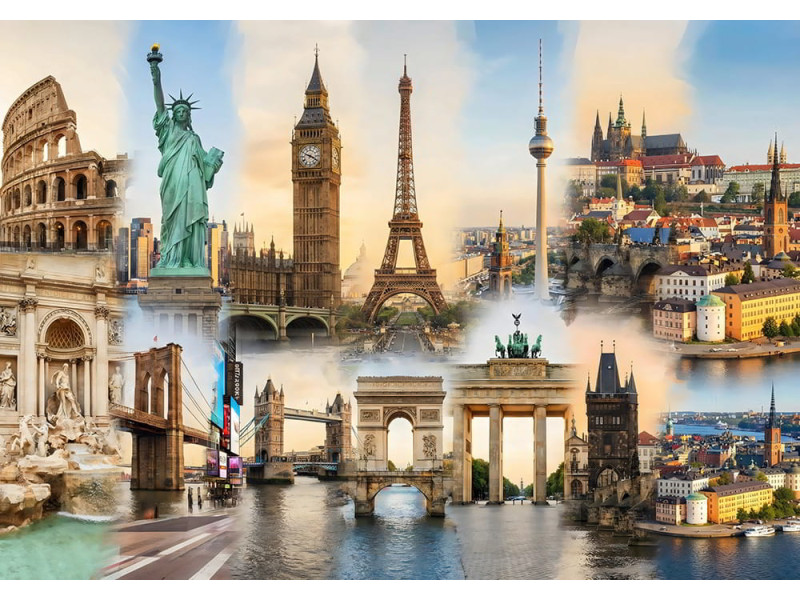 European Iconic Places Panorama Famous Landmarks Travel Collage - AI Art Wall Mural for Contemporary Interiors European Iconic Places Panorama Famous Landmarks Travel Collage - AI Art Wall Mural for Contemporary Interiors
