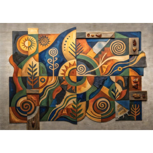 Earthbound Symbols - AI Art Wall Mural for Contemporary Interiors | Wall4Soul