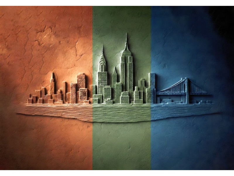 Chromatic Metropolis - AI Art Wall Mural for Contemporary Interiors