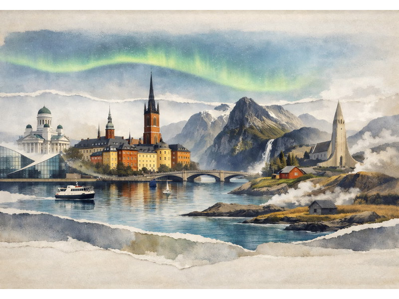 Nordic Watercolor Harmony Scandinavian Landscape Art - - - AI Art Wall Mural for Contemporary Interiors Nordic Watercolor Harmony Scandinavian Landscape Art - - - AI Art Wall Mural for Contemporary Interiors