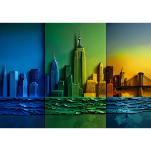 Empire Triptych Impasto - AI Art Wall Mural for Contemporary Interiors Empire Triptych Impasto - AI Art Wall Mural for Contemporary Interiors | Wall4Soul