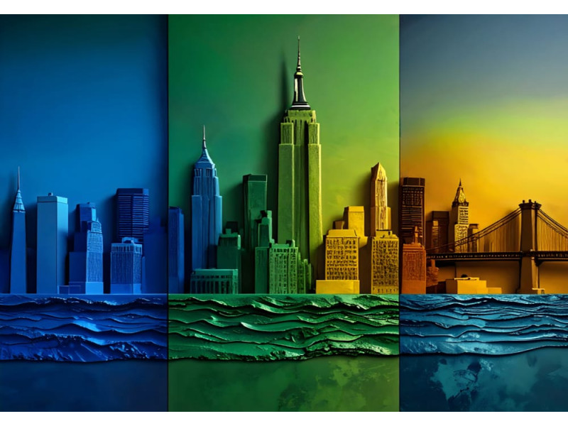 Empire Triptych Impasto - AI Art Wall Mural for Contemporary Interiors