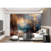 Golden Drift Horizon - AI Art Wall Mural for Contemporary Interiors