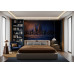 Midnight Metropolis Relief - AI Art Wall Mural for Contemporary Interiors
