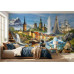 Nordic Mythic Journey Scandinavian Landmarks Fantasy Collage - AI Art Wall Mural for Contemporary Interiors