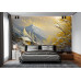 Golden Serenity in Winter's Embrace - AI Art Wall Mural for Contemporary Interiors