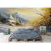 Golden Serenity in Winter's Embrace - AI Art Wall Mural for Contemporary Interiors