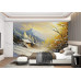 Golden Serenity in Winter's Embrace - AI Art Wall Mural for Contemporary Interiors