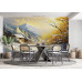 Golden Serenity in Winter's Embrace - AI Art Wall Mural for Contemporary Interiors