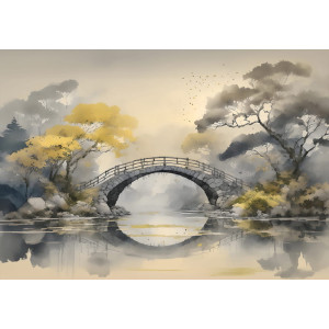 Ethereal Bridge - AI Art Wall Mural for Contemporary Interiors