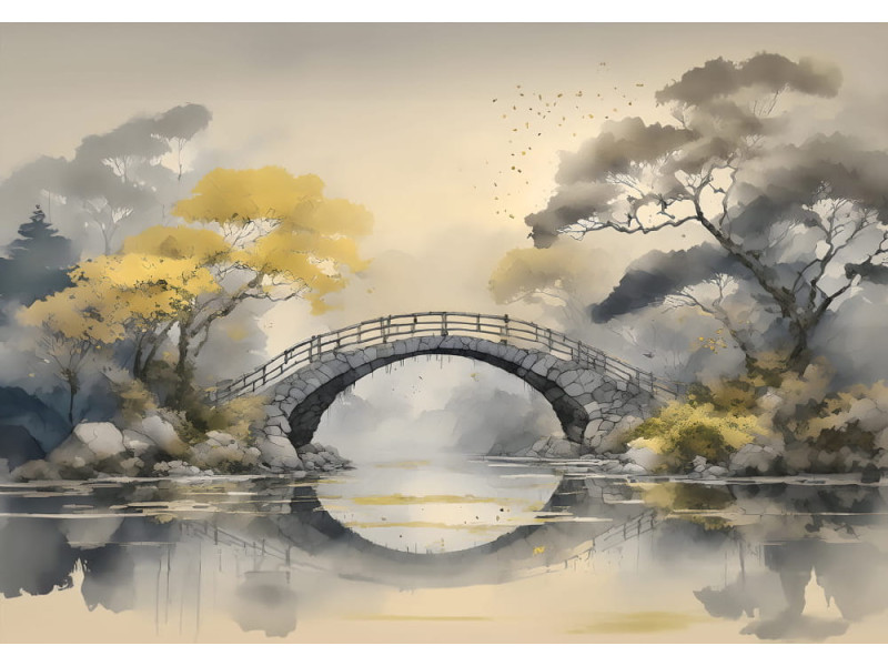 Ethereal Bridge - AI Art Wall Mural for Contemporary Interiors