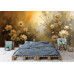Golden Glow Floral - AI Art Wall Mural for Contemporary Interiors