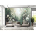 Misty Green Floral - AI Art Wall Mural for Contemporary Interiors