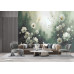 Misty Green Floral - AI Art Wall Mural for Contemporary Interiors