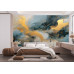 Teal and Gold - AI Art Wall Mural for Contemporary Interiors