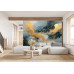 Teal and Gold - AI Art Wall Mural for Contemporary Interiors