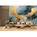 Teal and Gold - AI Art Wall Mural for Contemporary Interiors