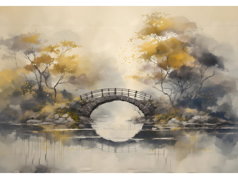 Enchanting Bridge - AI Art Wall Mural for Contemporary Interiors