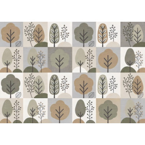 Nordic Forest Mosaic - AI Art Wall Mural for Contemporary Interiors