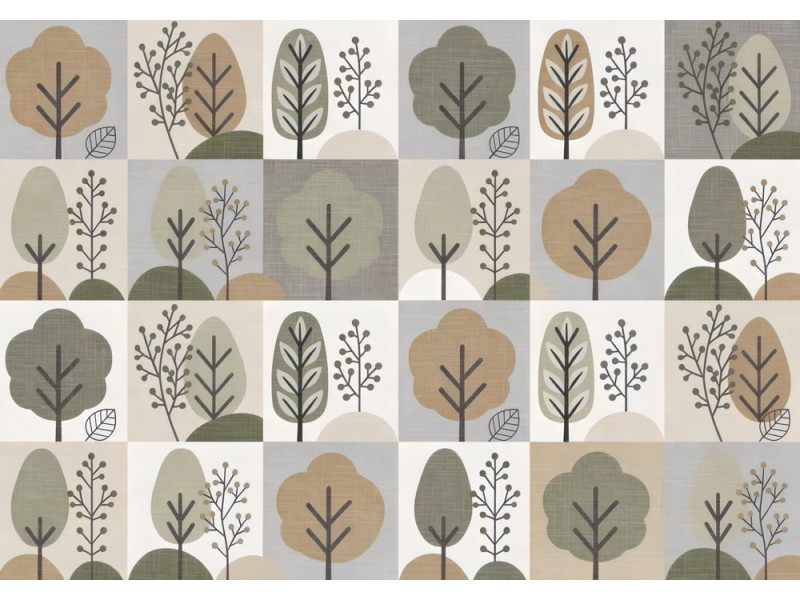 Nordic Forest Mosaic - AI Art Wall Mural for Contemporary Interiors