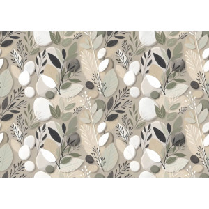 Organic Stone & Foliage - AI Art Wall Mural for Contemporary Interiors