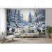 Winter Path Stillness - AI Art Wall Mural for Contemporary Interiors