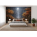 Moonlight Over Relief Forest - AI Art Wall Mural for Contemporary Interiors
