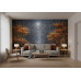 Moonlight Over Relief Forest - AI Art Wall Mural for Contemporary Interiors