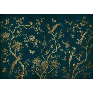 Royal Indigo - Ornamental Garden - AI Art Wall Mural for Contemporary Interiors Royal Indigo - Ornamental Garden - AI Art Wall Mural for Contemporary Interiors