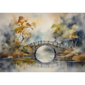 Tranquil Crossing - AI Art Wall Mural for Contemporary Interiors