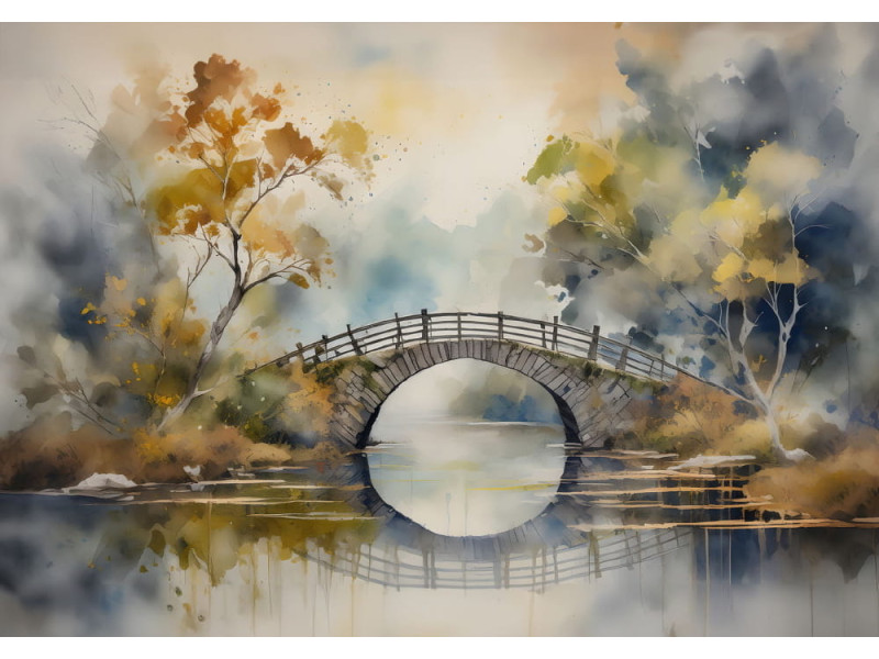 Tranquil Crossing - AI Art Wall Mural for Contemporary Interiors
