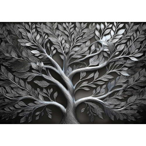 Majestic Silver Tree - AI Art Wall Mural for Contemporary Interiors | Wall4Soul