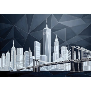 Manhattan Facets - AI Art Wall Mural for Contemporary Interiors