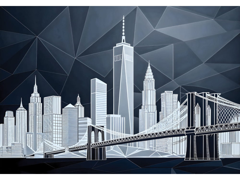 Manhattan Facets - AI Art Wall Mural for Contemporary Interiors