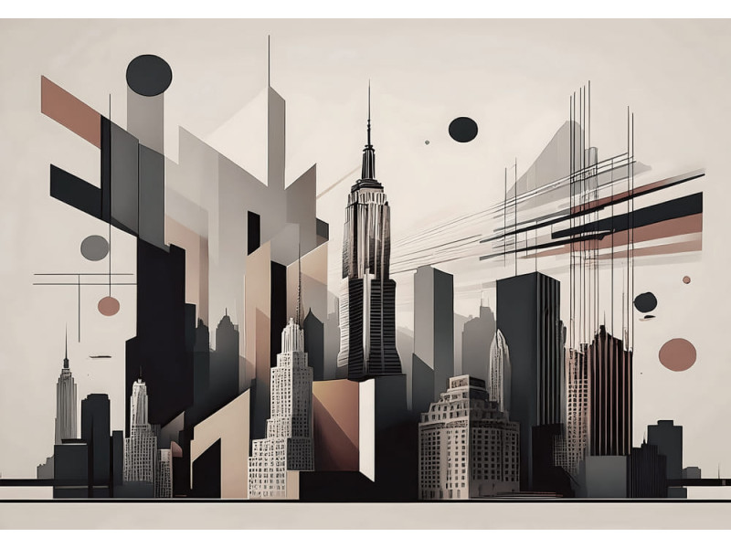 New York Cityscape Reconstructed - AI Art Wall Mural for Contemporary Interiors