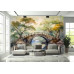 Stone Bridge Over Peaceful River Mural - AI Art Wall Mural for Contemporary Interiors