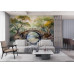 Stone Bridge Over Peaceful River Mural - AI Art Wall Mural for Contemporary Interiors