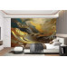 Golden Waves Abstract Art - Shimmering AI Wall Mural