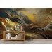 Golden Waves Abstract Art - Shimmering AI Wall Mural