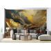 Golden Waves Abstract Art - Shimmering AI Wall Mural