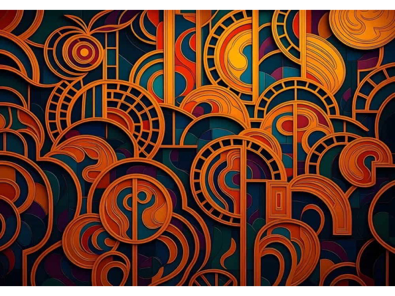 Amber and Teal Mosaic Jewel Tones - Rich AI Wall Mural