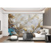 Luxurious Gold Floral - AI Art Wall Mural for Contemporary Interiors