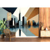 New York Cityscape in Teal - AI Art Wall Mural for Contemporary Interiors