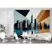 New York Cityscape in Teal - AI Art Wall Mural for Contemporary Interiors