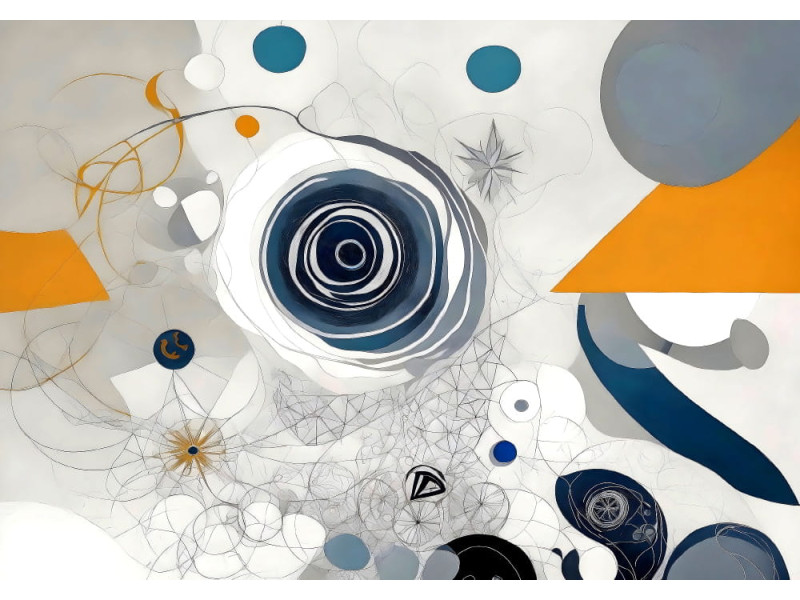 Abstract Geometric Art with Pop of Color - Modern AI Wall Mural Abstract Geometric Art with Pop of Color - Modern AI Wall Mural