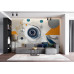 Abstract Geometric Art with Pop of Color - Modern AI Wall Mural Abstract Geometric Art with Pop of Color - Modern AI Wall Mural