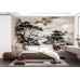 Tranquil Pagoda Reflections - AI Art Wall Mural for Contemporary Interiors