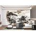 Tranquil Pagoda Reflections - AI Art Wall Mural for Contemporary Interiors