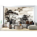 Tranquil Pagoda Reflections - AI Art Wall Mural for Contemporary Interiors